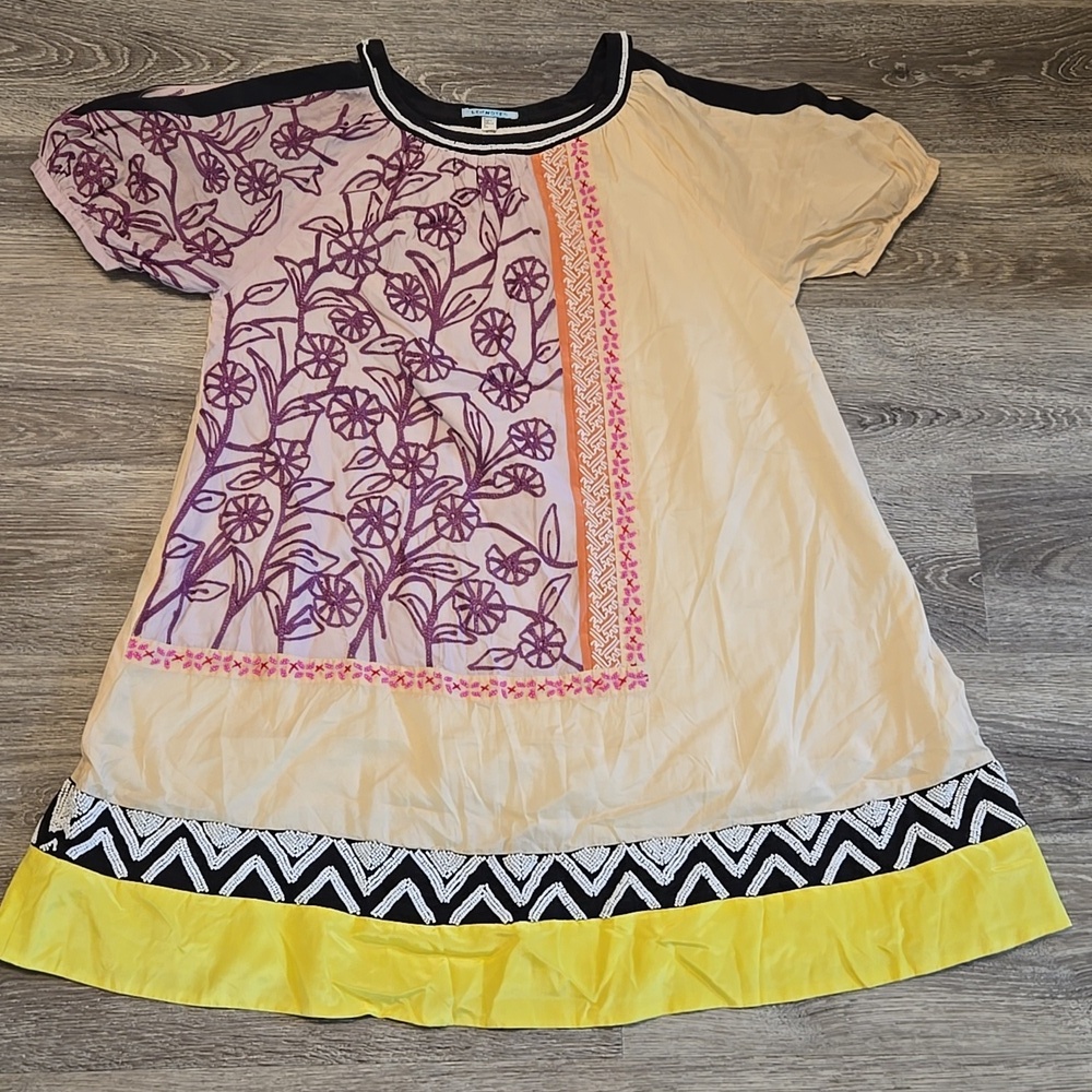 ANTHRO Leifnotes Brimming Borders Embroidered Beaded Dress Sz 2